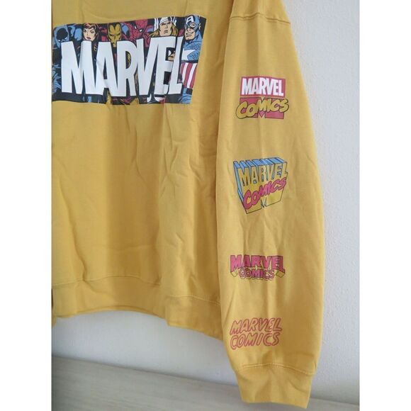 Marvel Superhero Comics Avengers Women's Sz XL (15/17) Yellow Sweatshirt - Picture 4 of 6